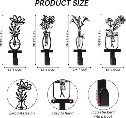 Decorative Wall Hooks, Metal Flowers Wall Decor - Image 2