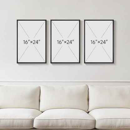 Framed Black and White Abstract Wall Art, 3 Piece Modern Canvas Prints - Image 3