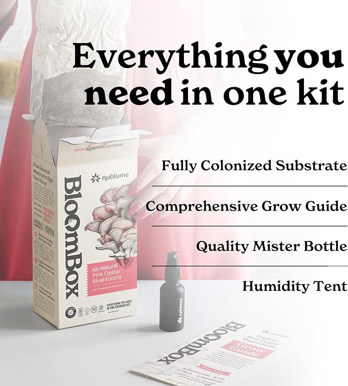 Pink Oyster Mushroom Grow Kit, Grow Your Own Fresh Gourmet Mushrooms at Home, Includes Instructions and Recipes (Pink Oyster)