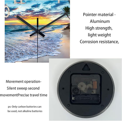 Glass Beach Wall Clock for Living Room Large Clocks for Walls Non Ticking Wall - Image 7