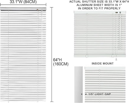 YIIBAII Mini Blinds Suitable for 33.5" W x 64" H Windows 1" Aluminum Horizontal - Image 6