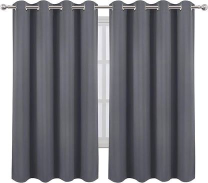 LEMOMO Grey Blackout Curtains 52 x 63 Inch/Gray Curtains Set of 2 Panels/Room - Image 2