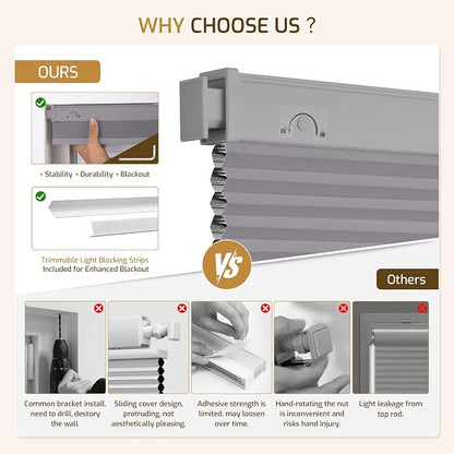 Grandekor No Drill No Tools Cordless Cellular Shades, UV Protection Privacy No - Image 5