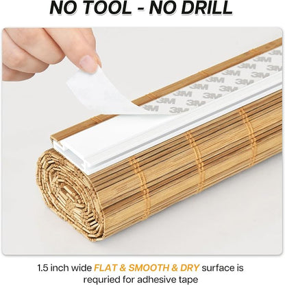 LazBlinds No Tools No Drill Bamboo Roller Shades, Cordless Bamboo Blinds - Image 2