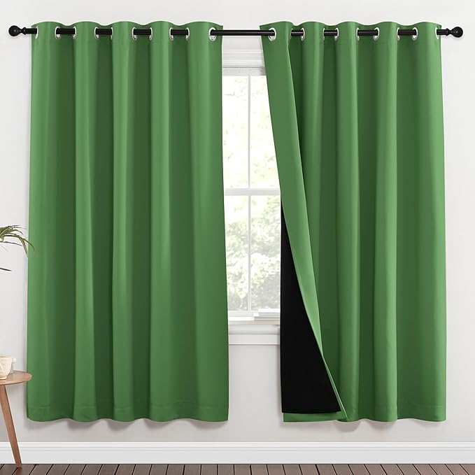 NICETOWN Full Shade Curtain Panels, 62 x 72 inch, Forest Green, Pair of Energy by NICETOWN