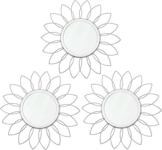 3 Pack Metal Mirrors for Wall Sunburst Wall Mirrors Home Décor Decorative by Uaussi