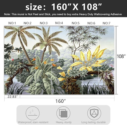 -Tropical Botanical Palm Leaf Fabric Wallpaper Living Room Bedroom Bathroom - Image 4