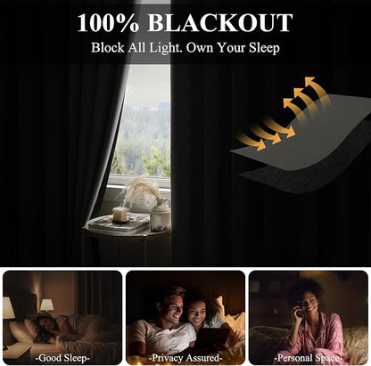 RYB HOME 100%Blackout Room Divider Curtain, Thermal Insulated & Privacy Assurd - Image 3