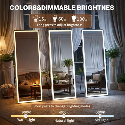 Full Length Mirror with Lights, Full Body Dressing Standing Mirrors with - Image 4