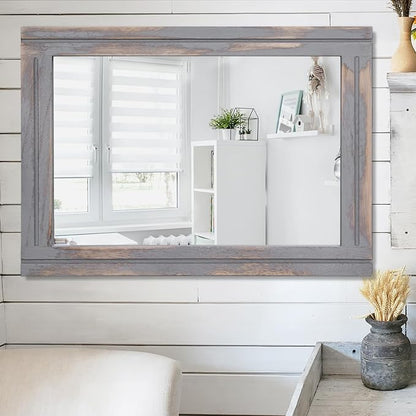 AAZZKANG Wood Framed Mirror Rectangular Rustic Wall Mirrors Decorative Large - Image 5