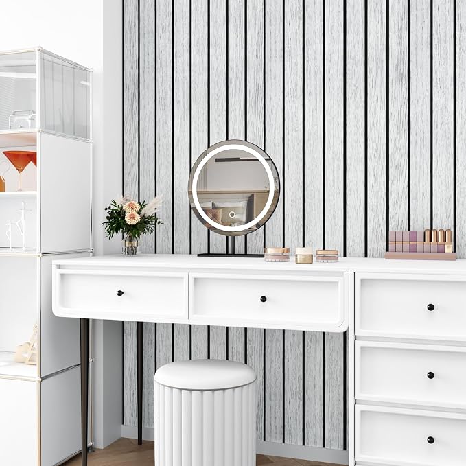 White/Grey 3D Wood Slat Panels for Walls Peel and Stick PVC Slat Wall Paneling - Image 7