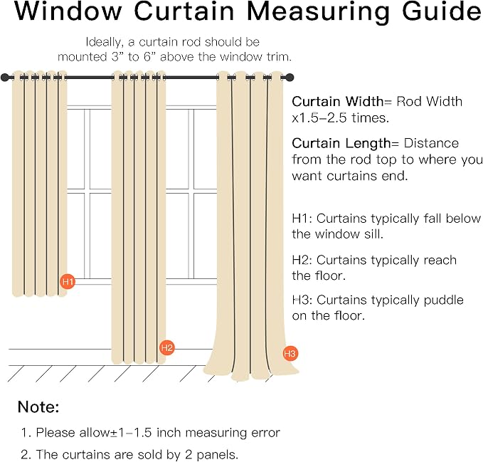 XiDi Curtains for Bedroom Decor Beige34/84/1 - Image 7