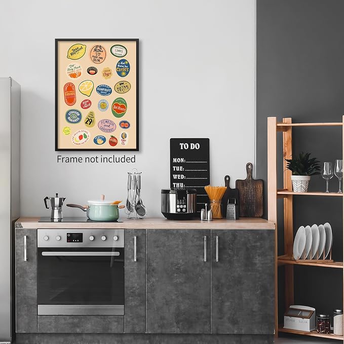 Trendy Kitchen Canvas Wall Art Vintage Fruit Market Pictures Prints Retro Food - Image 4