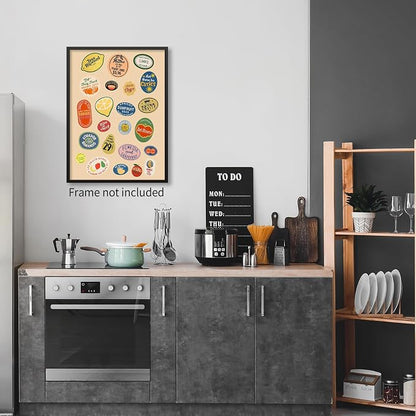 PDFI Trendy Kitchen Canvas Wall Art Vintage Fruit Market Pictures Prints Retro - Image 4
