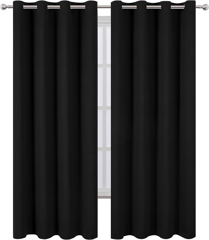 LEMOMO Blackout Curtains 66 x 95 inch/Black Curtains Set of 2 Panels/Thermal - Image 2