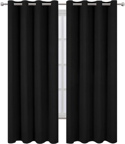 LEMOMO Blackout Curtains 66 x 95 inch/Black Curtains Set of 2 Panels/Thermal - Image 2