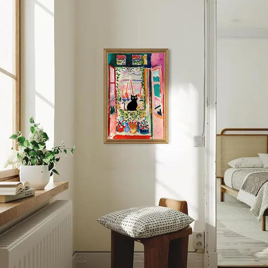 Fantasy Artists Henri Matisse Cat Wall Art, Framed Open Window Black Cat Canvas - Image 2