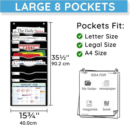 ALSLEA Hanging File Organizer 8 Pockets 15¾”W Legal/ Letter Size Paper Organizer - Image 7