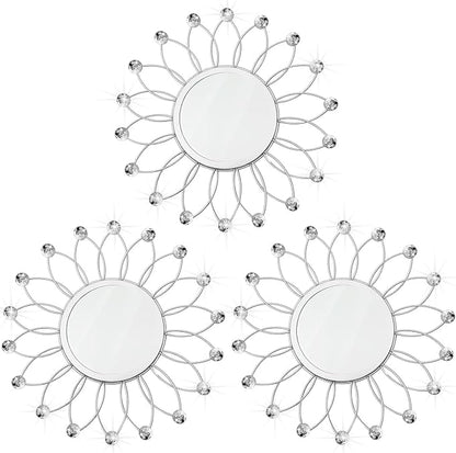 3 Pack Metal Mirrors for Wall Sunburst Wall Mirrors Home Décor Decorative by Uaussi