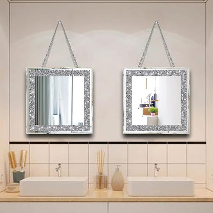 2 Piece Wall Mirrors, Crush Diamond Mirrors Decor - Image 3