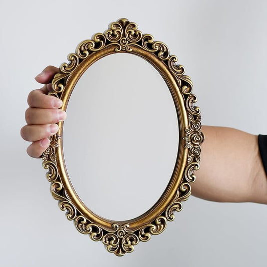 OIGUMR Oval Smallest Wall Mirror Resin Frame Size：12 x 8.3 inch Mirror Vintage - Image 2