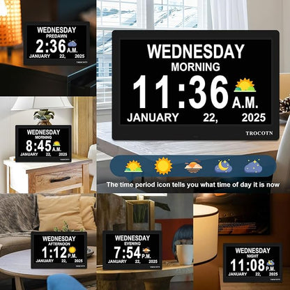 TROCOTN Dementia Clocks, Large Display Calendar Alarm Clock - Image 3