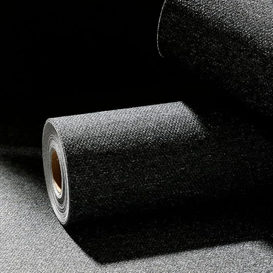 Black Peel and Stick Wallpaper Slight Velvety Feeling Woven Fabric Grasscloth - Image 2