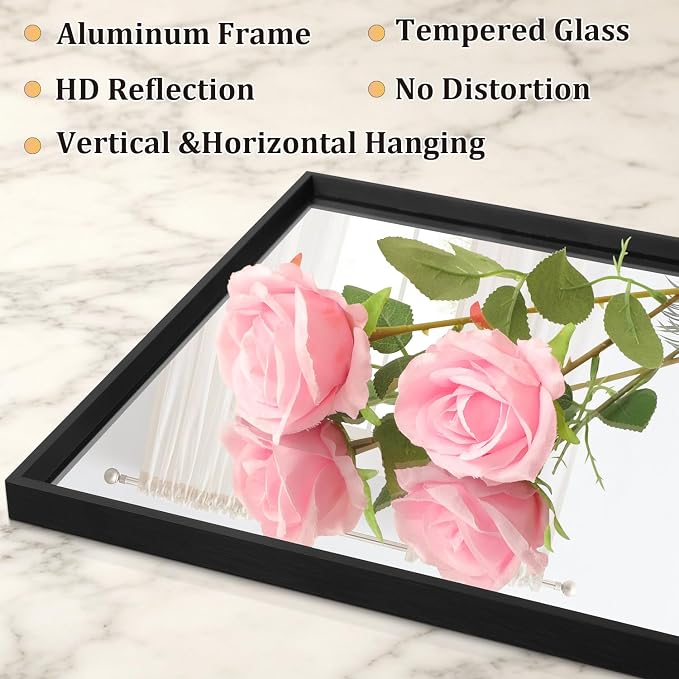 AAZZKANG Black Framed Mirror Large 26"x18" Rectangle Metal Mirrors - Image 3