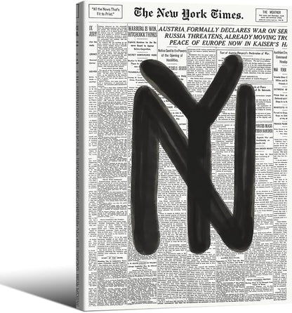 Black and White Newspaper Wall Art Vintage New York City Poster Trendy by Unknown