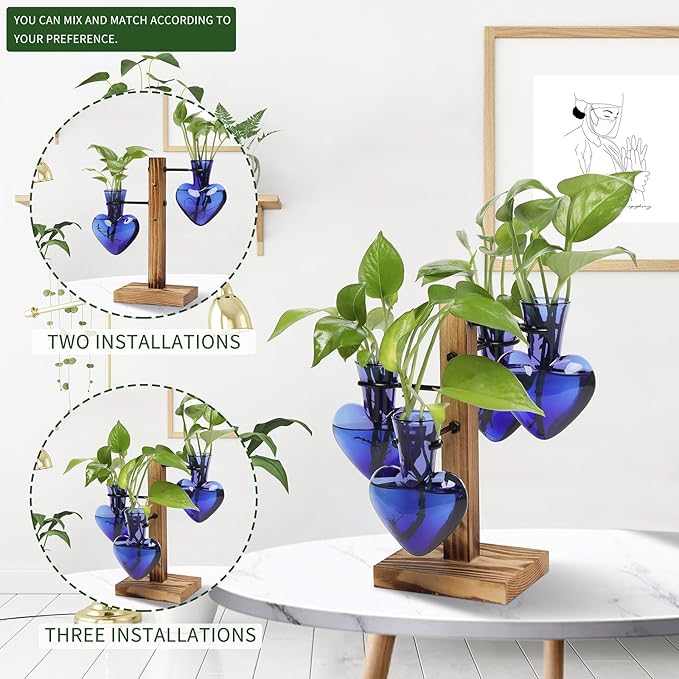 Plants Propagation Stations Plant Terrarium Kit Glass Planters for Indoor Plants House Plant Accessories Gift for Women - 4 Love Vase