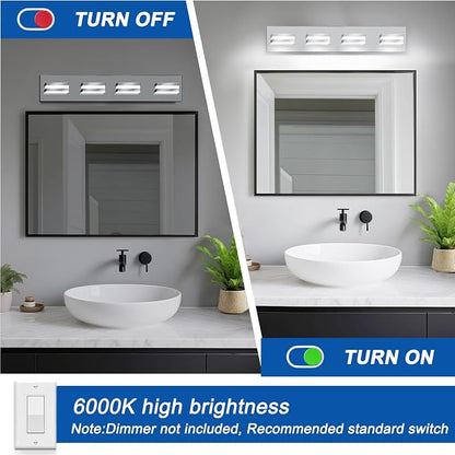 IZORRO LED Modern Bathroom Lights Fixtures, Chrome Acrylic Wall Lighting - Image 4