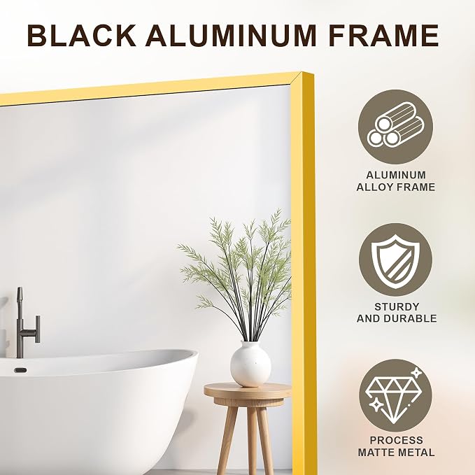 FICTOR Bathroom Vanity Mirror-Gold, 48x30 Inch, Shatterproof & Anti-Rust - Image 5