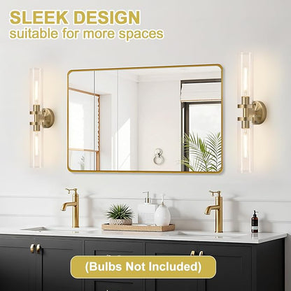 Wall Sconces Set of Two, Hardwired Brass Bathroom Sconces Wall Lighting - Image 6