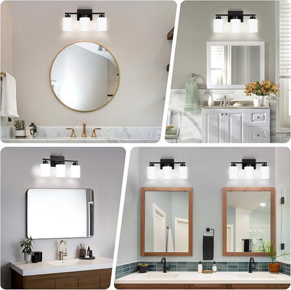 FonmYim Black Bathroom Light Fixtures, 3-Light Modern Vanity Light Over Mirror - Image 3