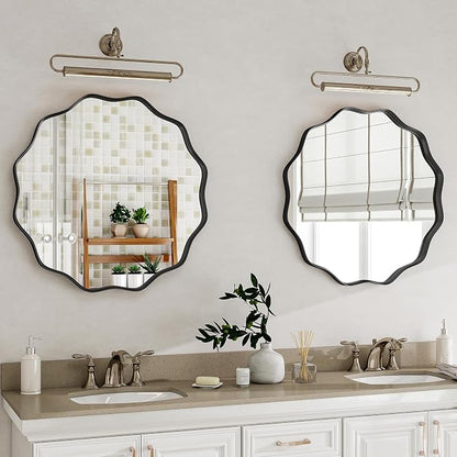 Round Wavy Mirror, 20 Inch Metal Frame Circle Mirror, Round Wall Mounted - Image 2
