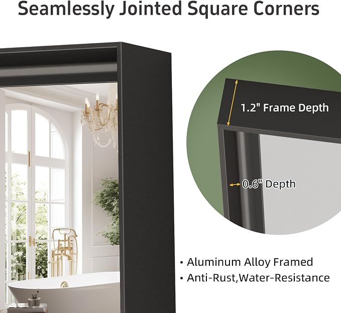 32”x 24” Black Bathroom Mirrors - Image 5