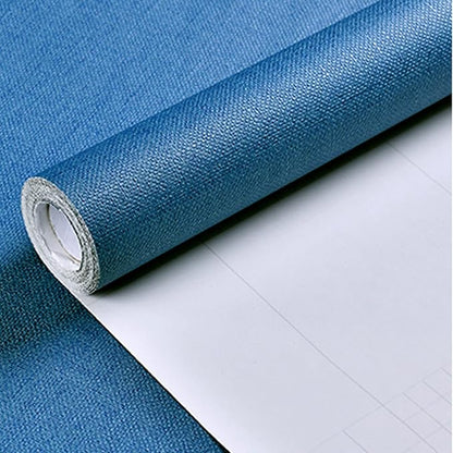 Yancorp 24"x197" Textured Fabric Navy Blue Faux Grasscloth Peel and Stick - Image 5