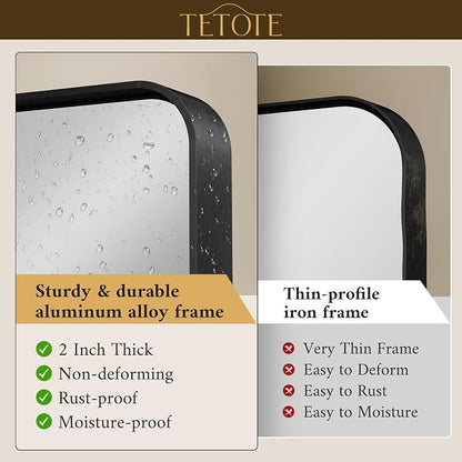 TETOTE 60 x 30 Inch Black Vanity Mirror, Rectangle Matte Metal Frame - Image 2