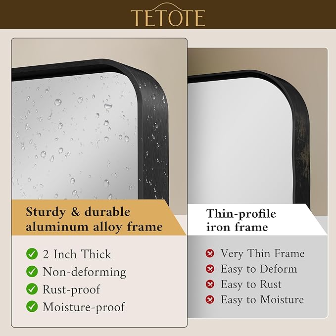 TETOTE 32 x 36 Inch Black Mirror - Image 2
