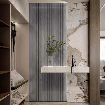 YLL YLL PVC Slat Wall Panel Peel and Stick 236"x 15.7" Faux Grey Wood Grain - Image 2