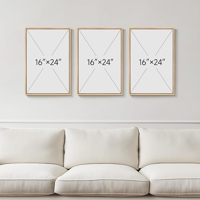 Framed Botanical Wall Art for Living Room, 3 Piece Neutral Sage Green - Image 3