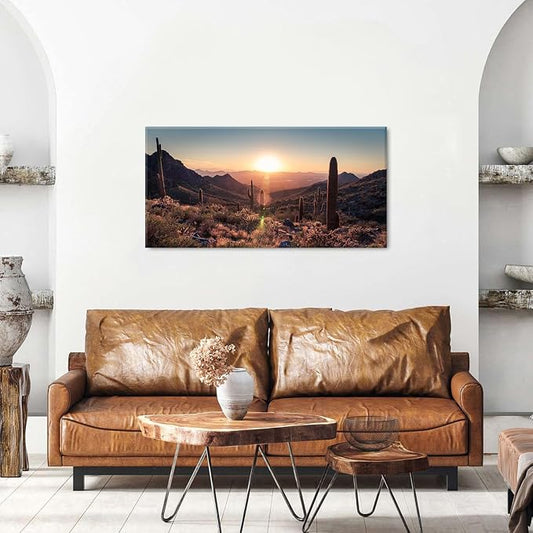 Sunset Sonoran Desert Wall Art Cactus Decor Arizona Mountain Wall Art Pictures - Image 2