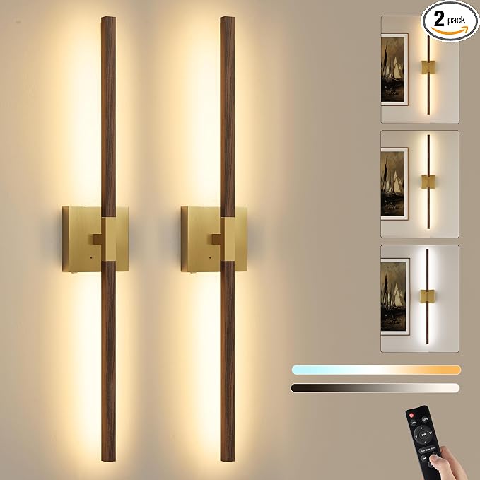 Rayogale 36 Inch Rechargeable Battery Operated Wall Sconce Set 2, 8000mAh by Rayogale