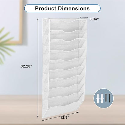 EASEPRES 10 Pocket Mesh Hanging Wall File Organizer, Wall Mounted Mail Paper - Image 2