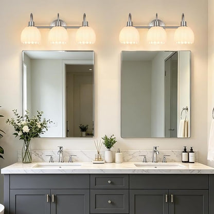 Bathroom Light Fixtures, 3-Light Brushed Nickel Bathroom Vanity Light Over - Image 8