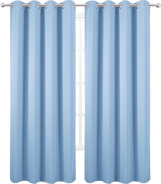 LEMOMO Blackout Curtains 66 x 95 inch/Sky Blue Curtains Set of 2 Panels/Thermal - Image 2