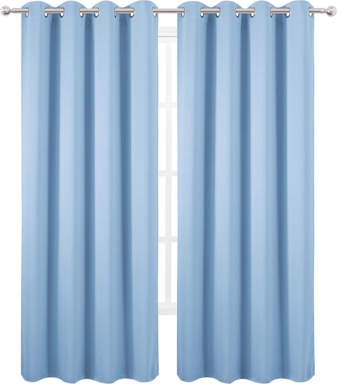 LEMOMO Sky Blue Thermal Blackout Curtains/52 x 95 Inch/Set of 2 Panels Room - Image 2