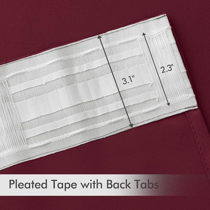 MIULEE Christmas Wine Red Back Tab Blackout Curtains 102 Inch Long 2 Panels Set - Image 4