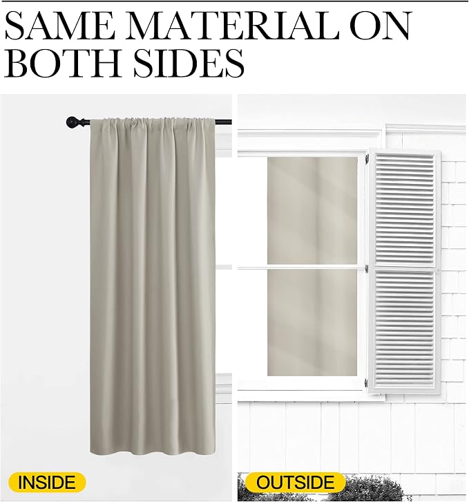 NICETOWN 2 Panels Blackout Curtains, Rod Pocket Thermal Insulated Drapess - Image 5