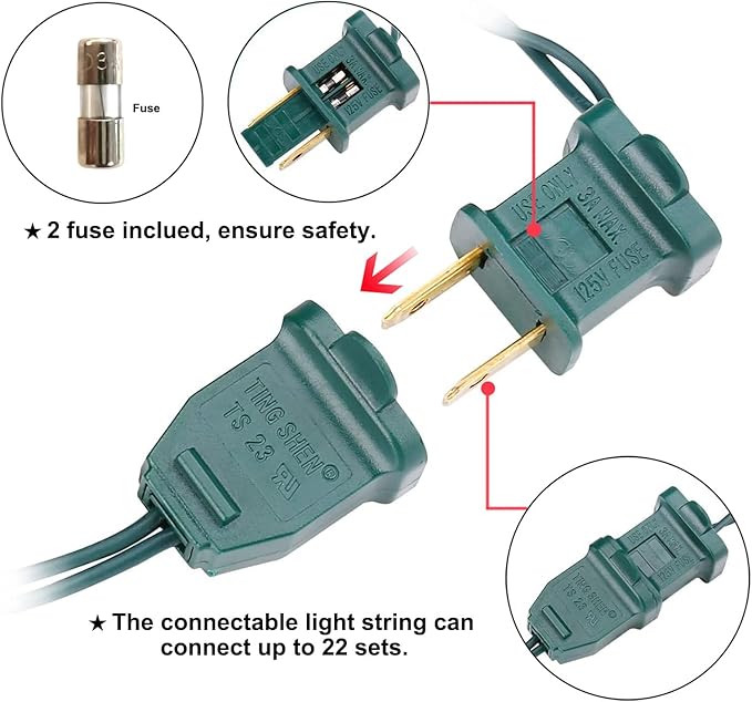 MULTI-SPARKING White Christmas LED Lights - 2 Pack 100 Count Warm White Holiday String Lights for Tree, Party, Wedding, Indoor and Outdoor Use, 2 Sets 33 Feet Green Wire, UL Certified, Connectable